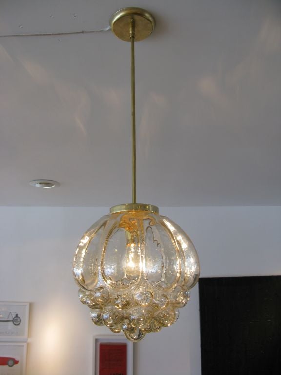 Large Amber Bubbled Glass Pendant