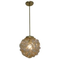 Amber Glass Oval Bubble Pendant Light