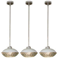 Set of 3 Faceted Glass 
Nickel Pendants