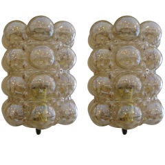 Pair of Bubbled Glass Sconces
