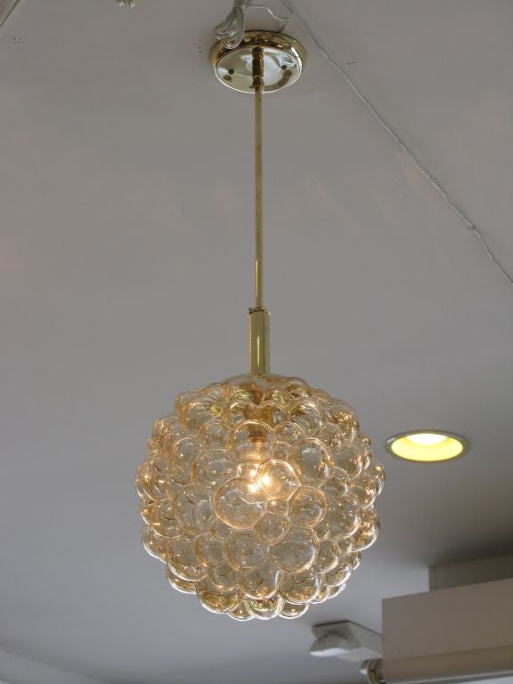 Round Amber Bubbled Glass Pendant