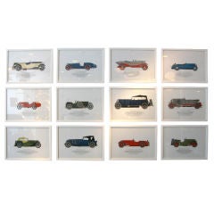 Set of 12 English Sports Car Drawings