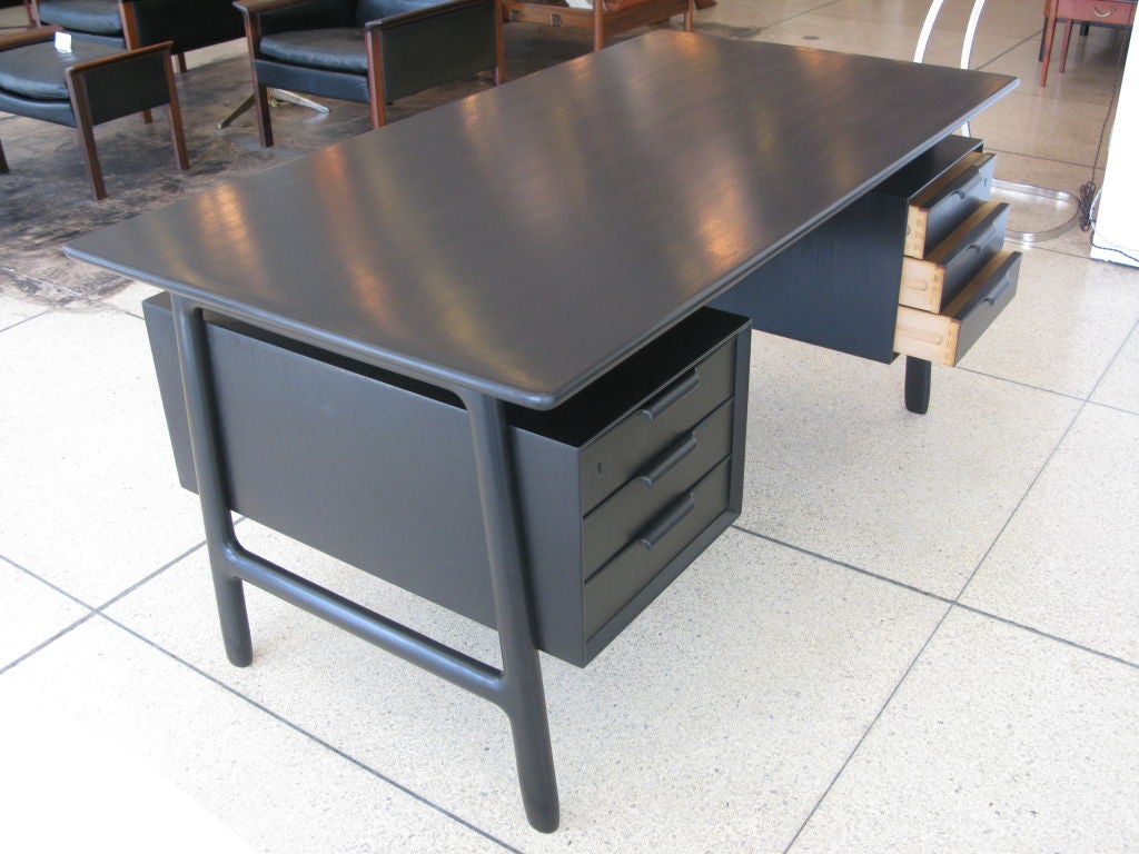 Danish Omann Jun Model 75 Teak Desk in Ebony