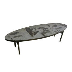 Oval Laverne Etched Bronze Coffee Table