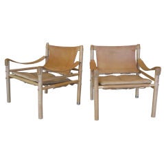 Pair of Arne Norell Leather "Safari" Chairs