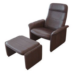 De Sede Espresso Leather Reclining Chair & Ottoman
