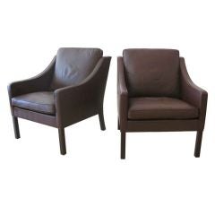 Pair of Borge Mogensen Leather Armchairs