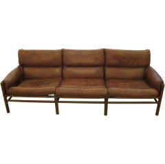 Arne Norell 3 Seat Leather Sofa