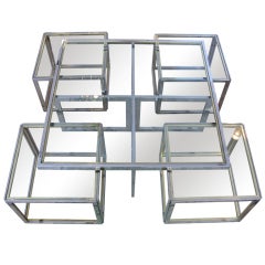 Maison Charles Glass Table w/ 4 Side Tables