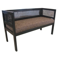 Caned 2-Seat Bench with Cushion