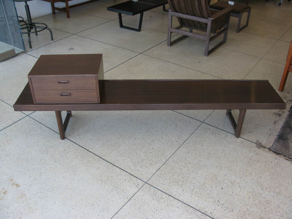 Mid-20th Century Torbjörn Afdal Walnut Bench w/ Drawers