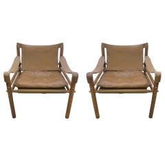 Pair of Arne Norell Leather "Safari" Chairs