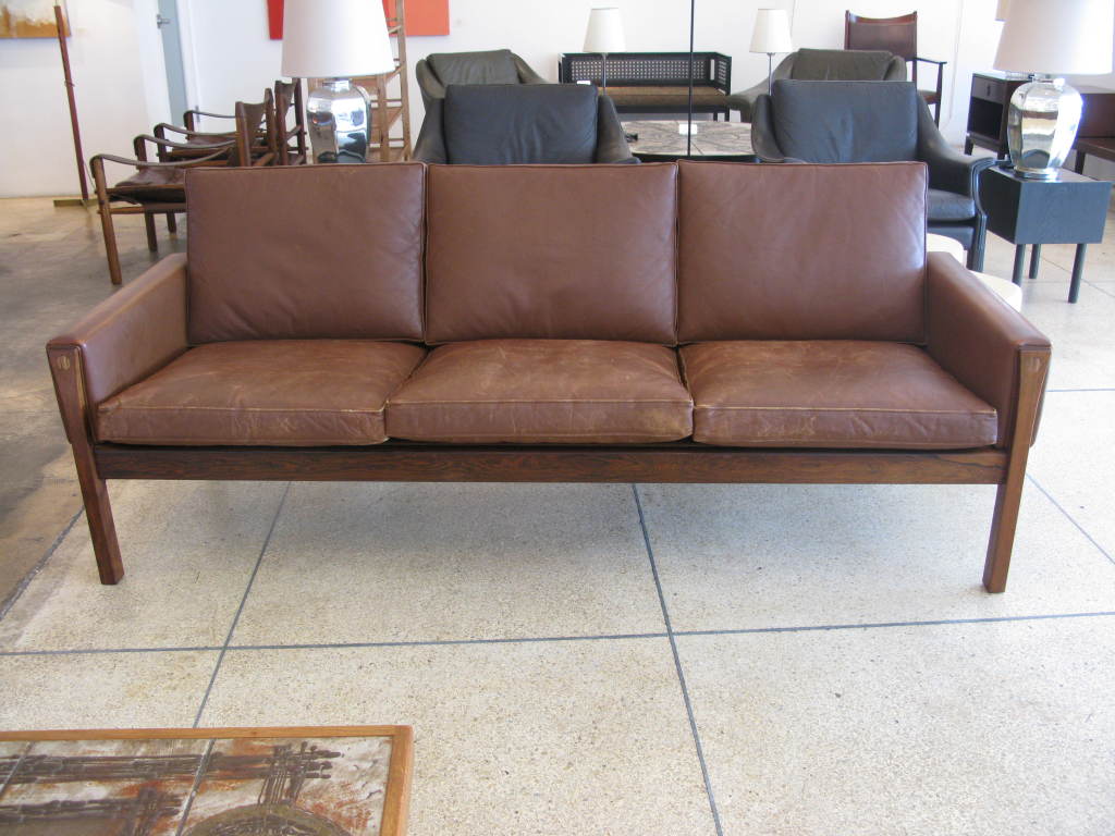 Hans J. Wegner 3 Person Leather Sofa