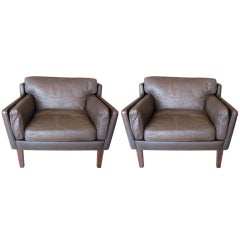 Pair of Illum Wikkelso Leather Armchairs