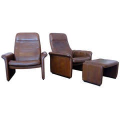 Pair of De Sede Leather Recliners