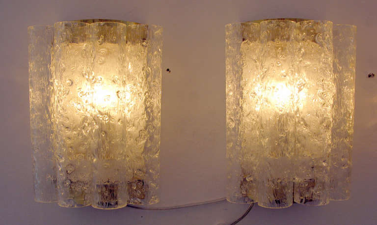 Pair of Doria Clear Glass Cylinder Sconces