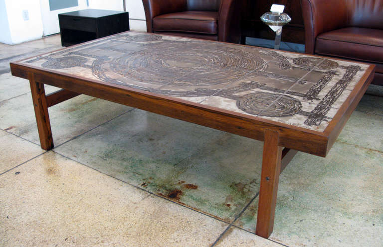 Danish Oak and Tile Table by Ox-Art