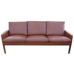 Hans Olsen Three-Seat Leather Sofa