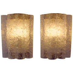 Pair of Doria Clear Glass Cylinder Sconces