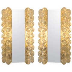 Pair of Bubbled Glass 
Chrome Sconces