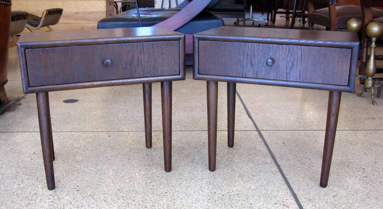 Danish Pair of Oak Night Stands or End Tables