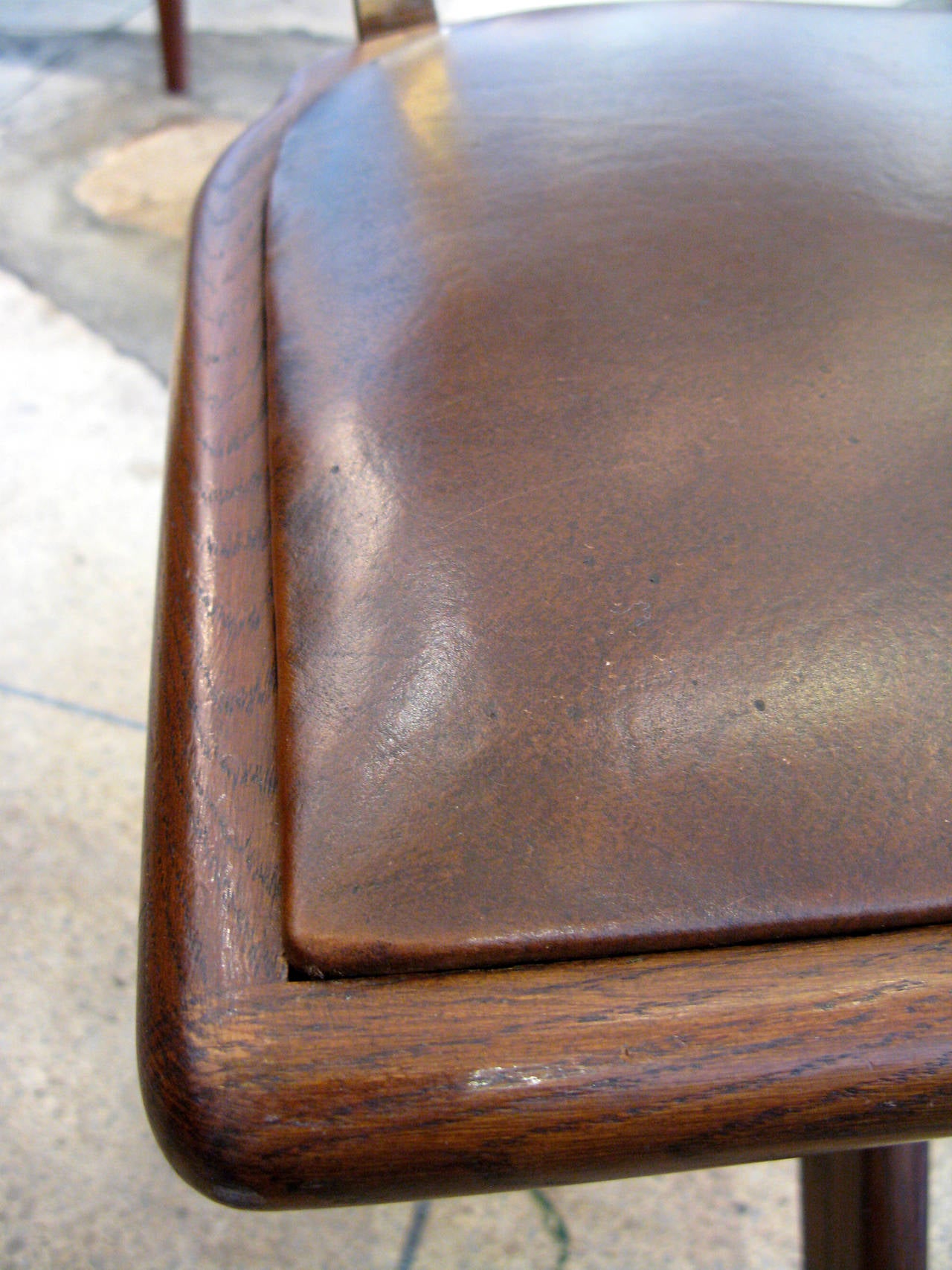 Single Oak, Bronze and Leather Desk Chair 5