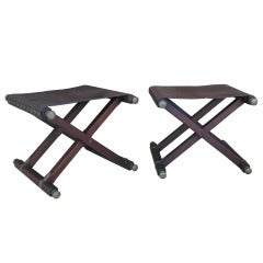Pair of Vintage Campaign "X" Stools