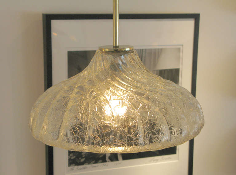 German Doria Crackled Glass Pendant Light