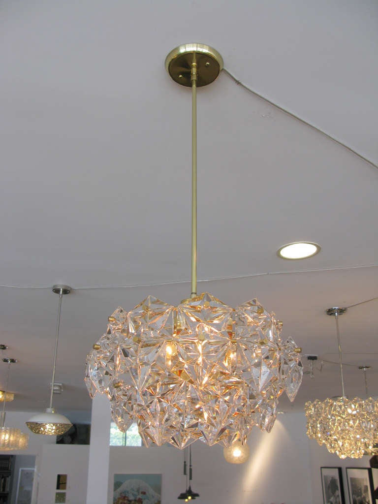 Stunning clear faceted crystal chandelier by Kinkeldey Leuchten of Germany.  Glass portion alone measures 9