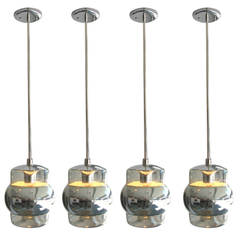 Set of 4 Peill & Putzler Mercury Glass Pendant Lights