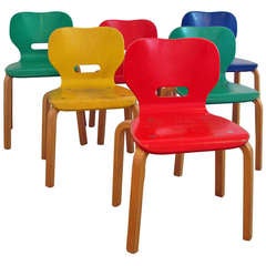 Set of 6 Multi-Colored Children's Chairs