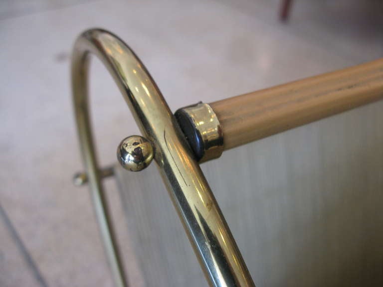 Mid-20th Century Brass & Bamboo Magazine Rack