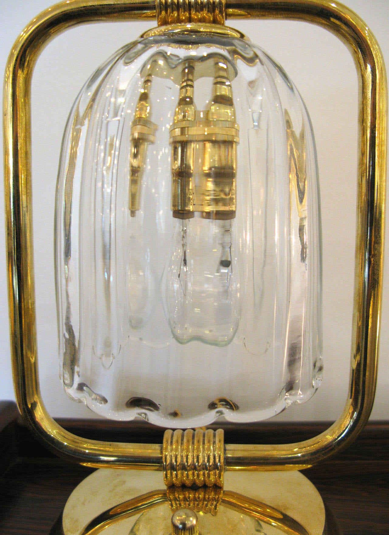Pair of Petite Italian Glass Desk Lamps In Excellent Condition In Los Angeles, CA