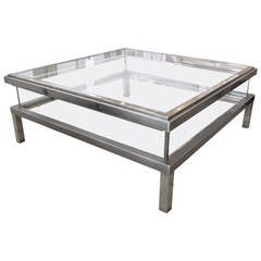 Maison Jansen Sliding Glass Top Coffee Table