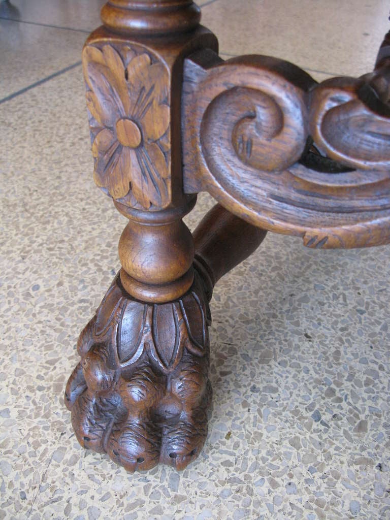 Pair of Aged Leather & Wood Armchairs 2