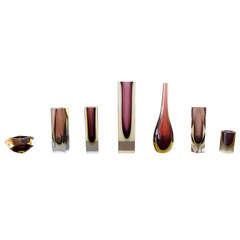 7 Piece Murano Sommerso Glass Set