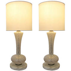 Pair of Dino Martens Style Glass Lamps