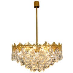 Vintage Sciolari Crystal and Brass Chandelier