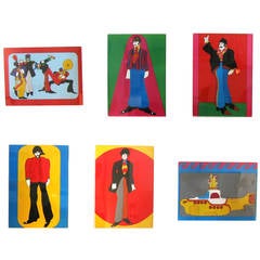 Retro Set of Six Original Beatles Oversize Postcards