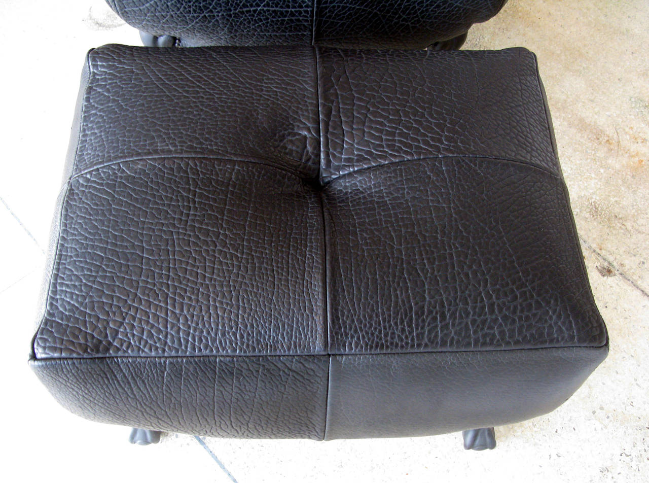 Handcrafted Buffalo Hide Lounge w/ Ottoman 3