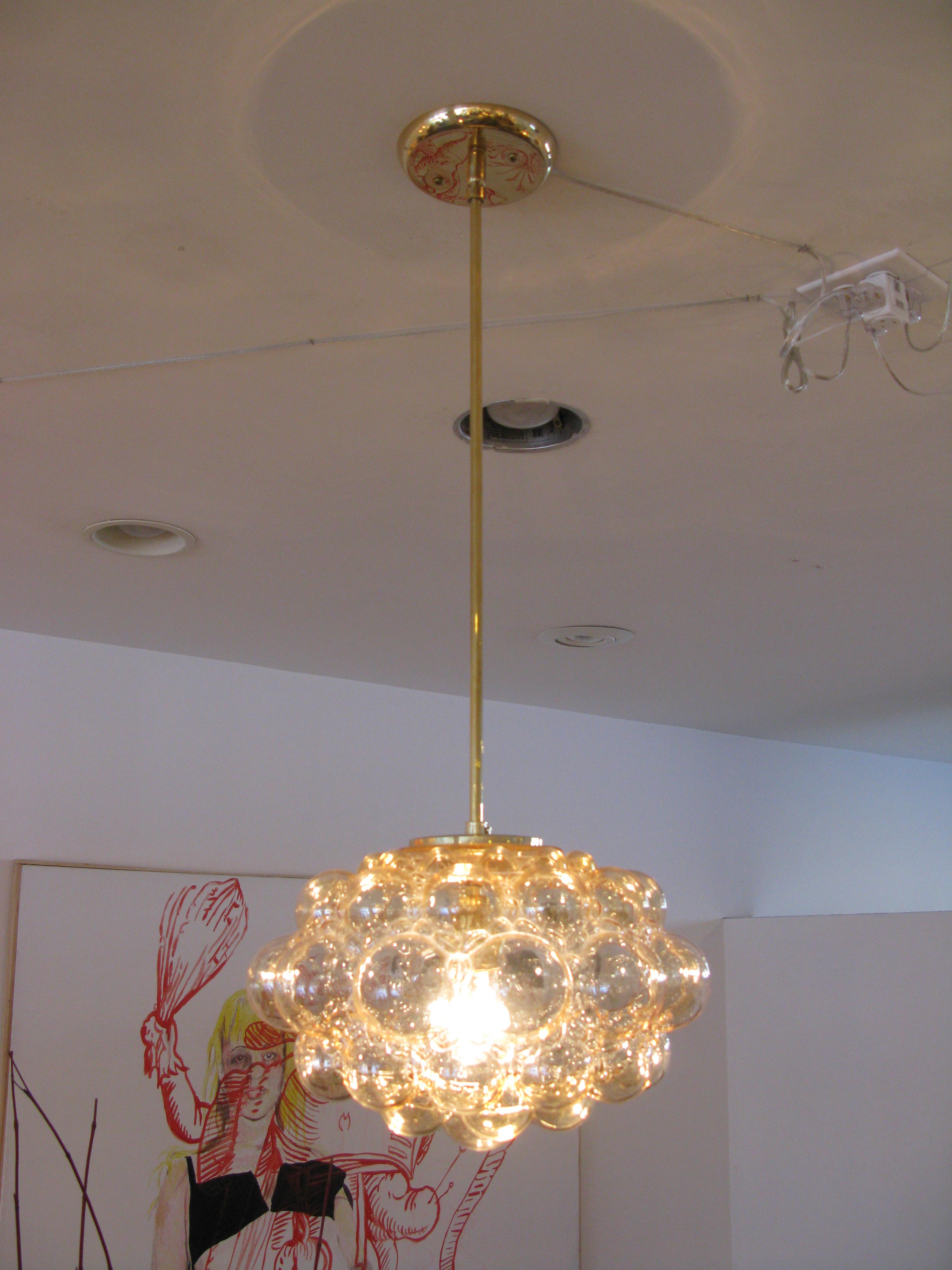Amber Bubbled Glass Pendant Light