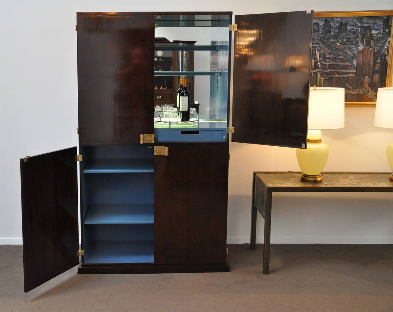 Brass Tommi Parzinger Bar Cabinet Illuminated