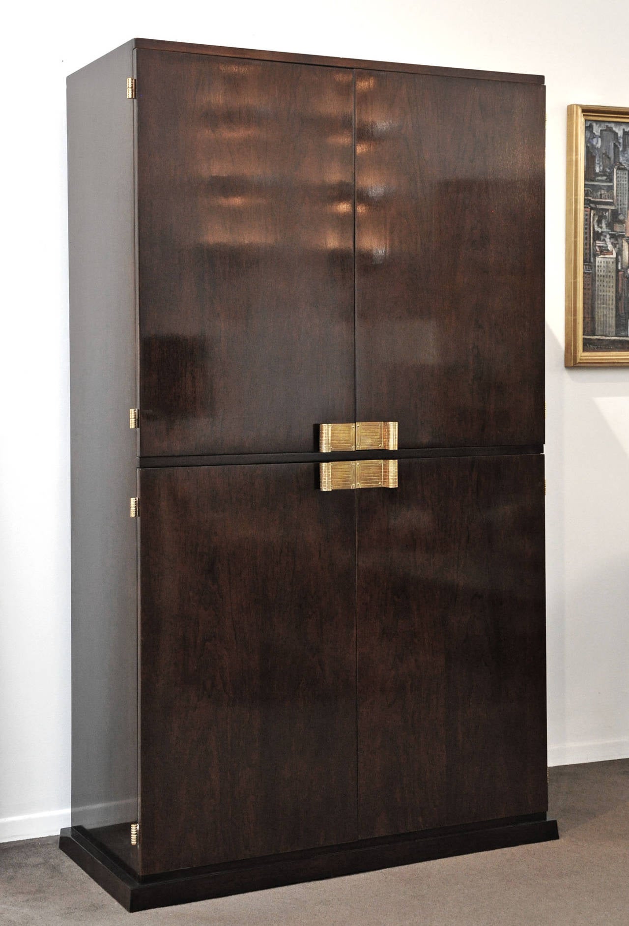 Hand-Crafted Tommi Parzinger Bar Cabinet Illuminated