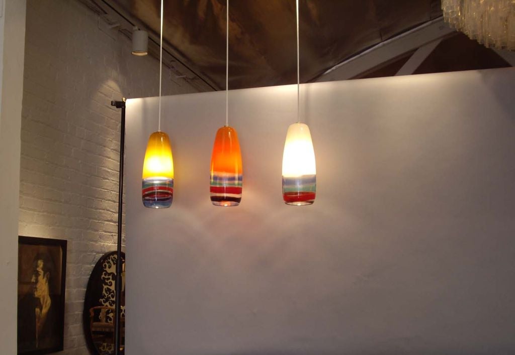Venini Three Glass Pendant Lights at 1stdibs