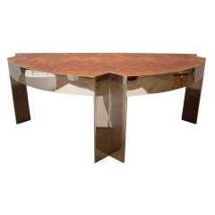 Pace Collection-Polished Steel and Burl Wood Executive Desk