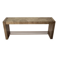 Console Table - Lacquered Goatskin and Polished Steel