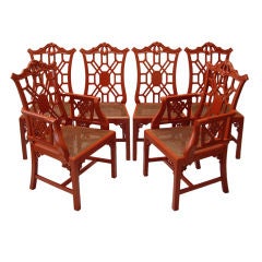 Six Lacquered Wood Dining Chairs