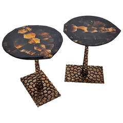 Pair of Horn and Brass Side Tables
