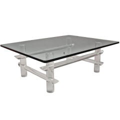 Les Prismatiques- 1970s Clear Lucite and Glass Coffee Table 9