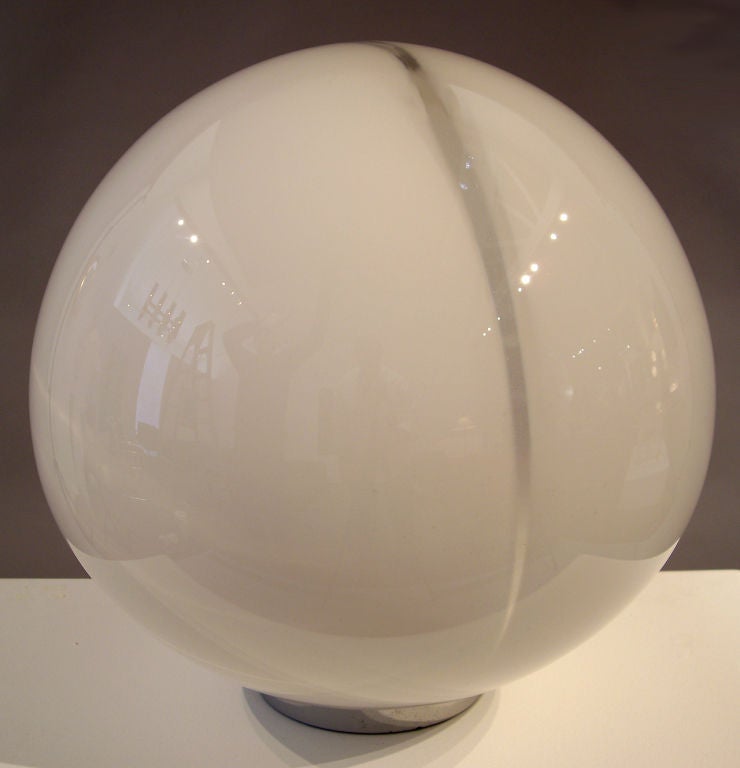 White and Clear-Barbini-Murano Glass Ball Lamp